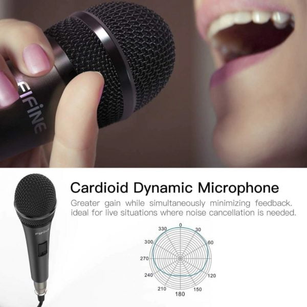 Fifine Dynamic Connection Vocal Microphone with ON OFF Switch for Speaker