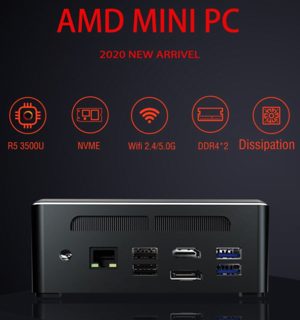 Mini PC AMD Ryzen 5 3550H, 16Gb Ram, 1TB NVME SSD, 2 So-DIMM DDR4, WiFi ...